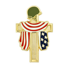 Wholesale custom logo metal enamel badge religious cross pin